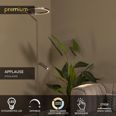 Lucide APPLAUSE - Stehlampe - Ø 33 cm - LED Dim. - CCT - 2700K/4000K - Grauguss | Premium